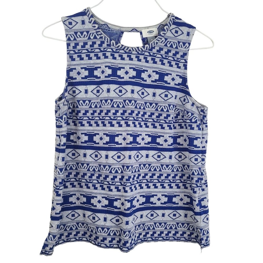 Old Navy San Francisco California Womens Blouse Blue + White Size M Striped